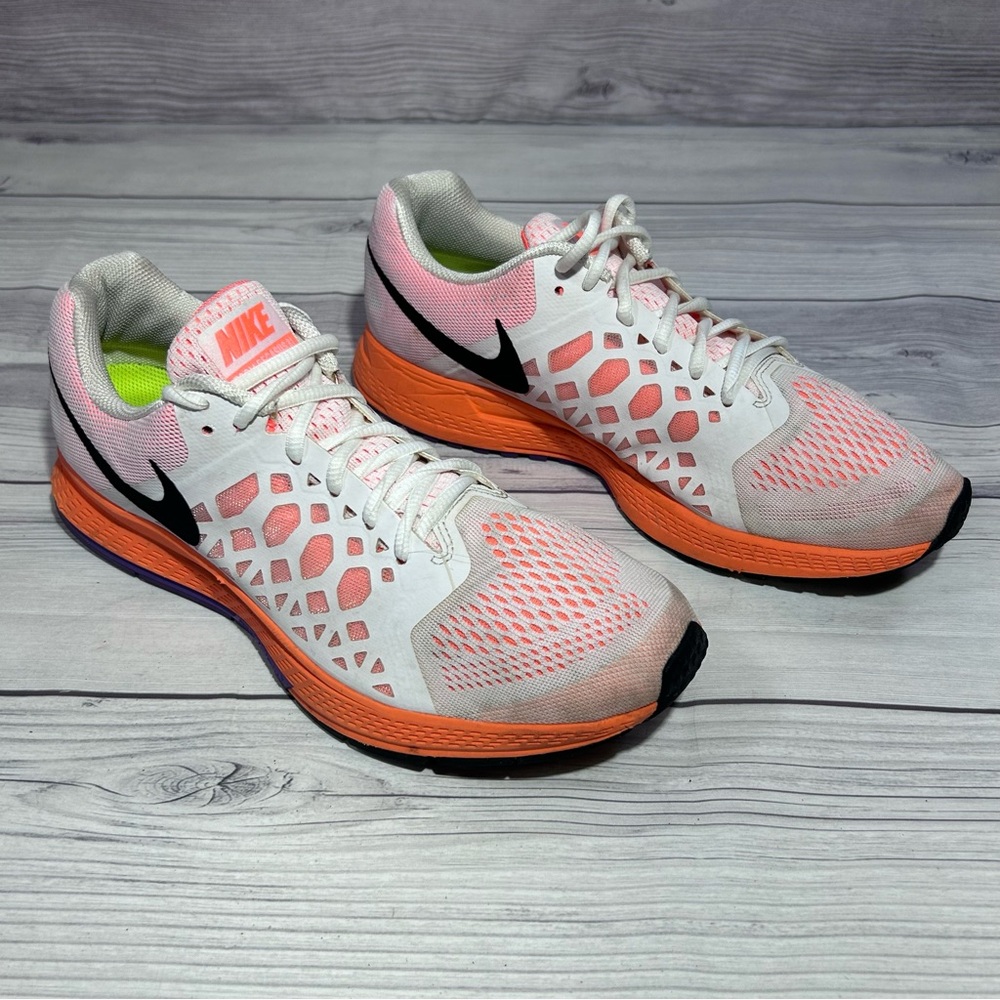 Nike Womens Air Zoom Pegasus 31 654486-102 Orange White Running Shoes Size 11